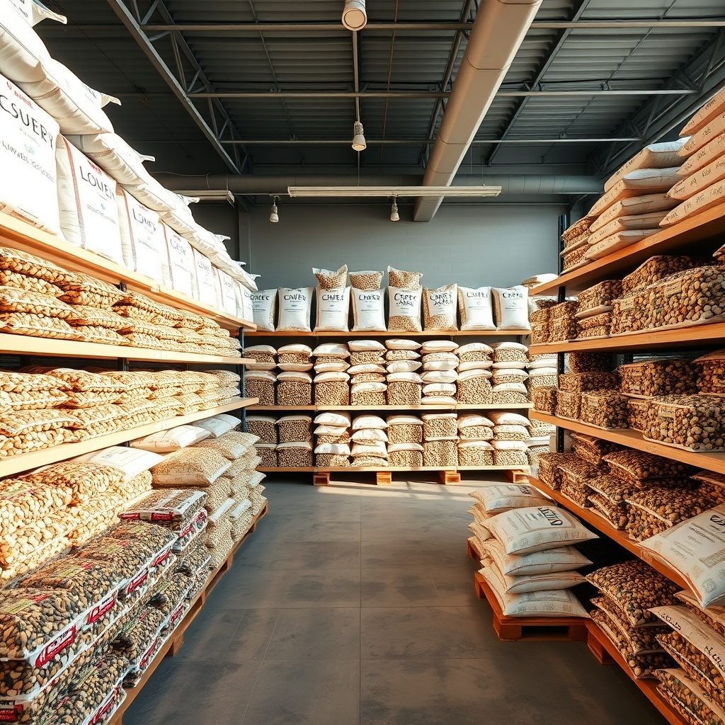 Dry gravel packs on shelf