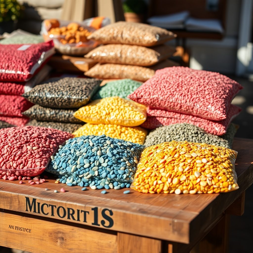 Kraft packs of colored gravel