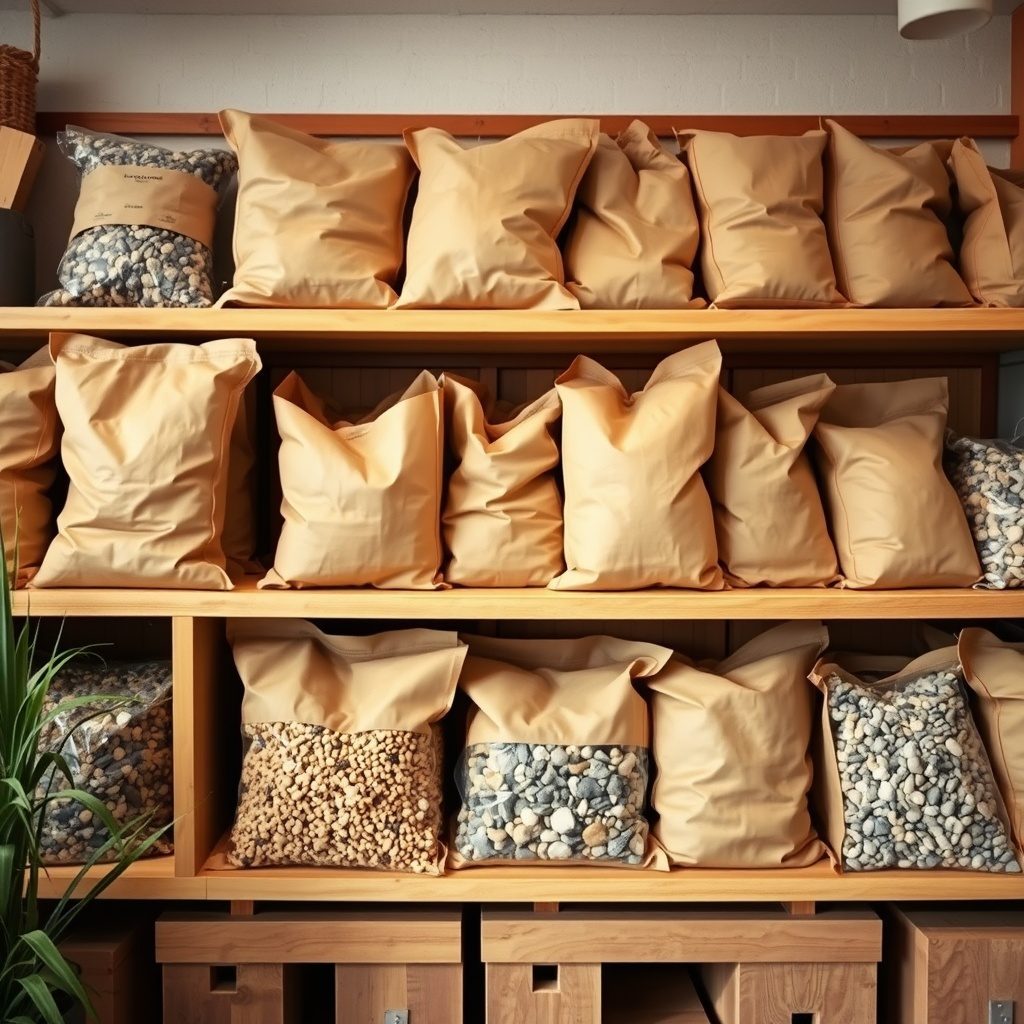 Kraft Colored Gravel Packs on shelf